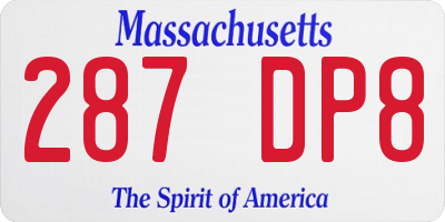 MA license plate 287DP8