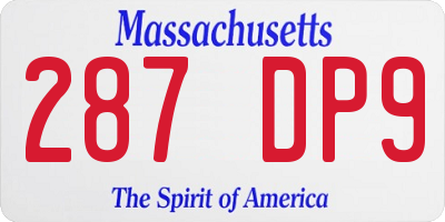 MA license plate 287DP9