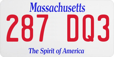 MA license plate 287DQ3
