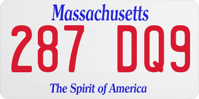 MA license plate 287DQ9