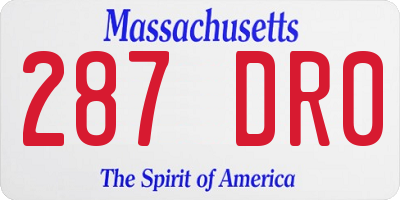 MA license plate 287DR0