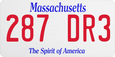 MA license plate 287DR3
