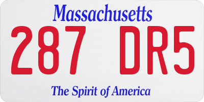 MA license plate 287DR5