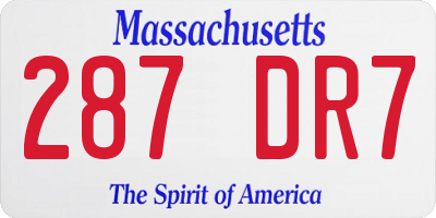 MA license plate 287DR7