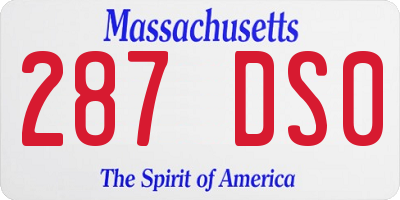 MA license plate 287DS0