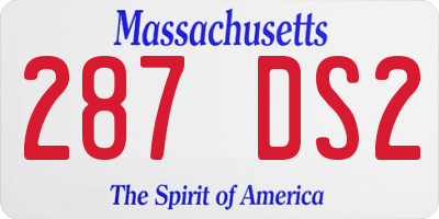MA license plate 287DS2