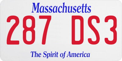 MA license plate 287DS3