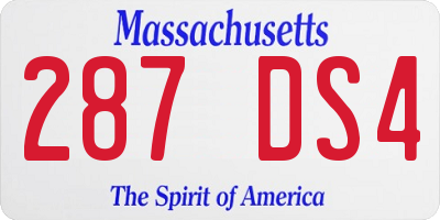 MA license plate 287DS4
