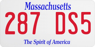 MA license plate 287DS5