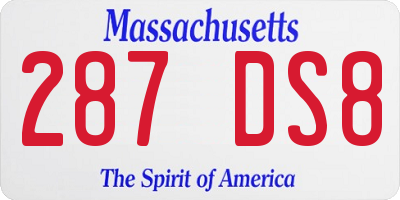 MA license plate 287DS8