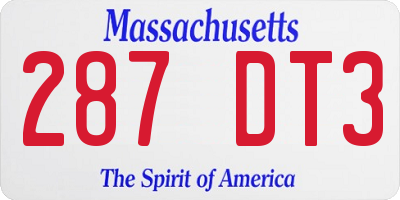 MA license plate 287DT3