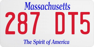 MA license plate 287DT5
