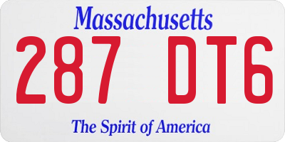 MA license plate 287DT6