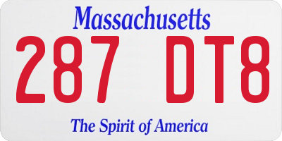 MA license plate 287DT8