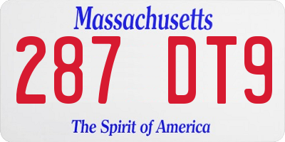 MA license plate 287DT9