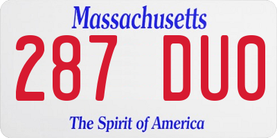 MA license plate 287DU0