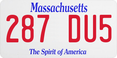 MA license plate 287DU5