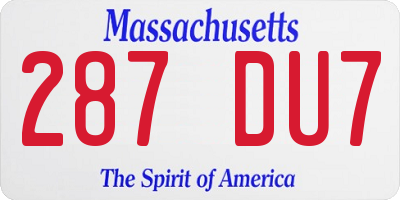 MA license plate 287DU7