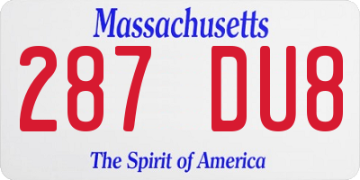 MA license plate 287DU8