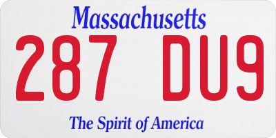 MA license plate 287DU9