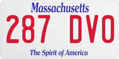 MA license plate 287DV0