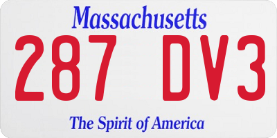 MA license plate 287DV3