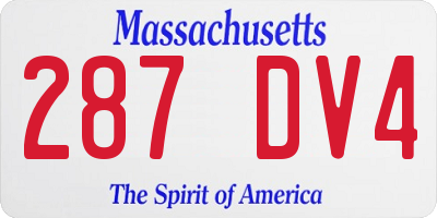 MA license plate 287DV4