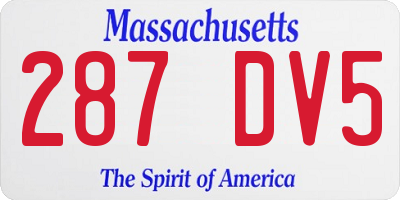 MA license plate 287DV5