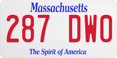 MA license plate 287DW0
