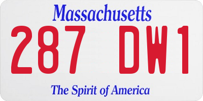 MA license plate 287DW1