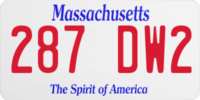 MA license plate 287DW2