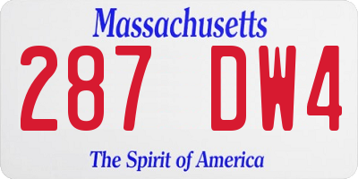 MA license plate 287DW4