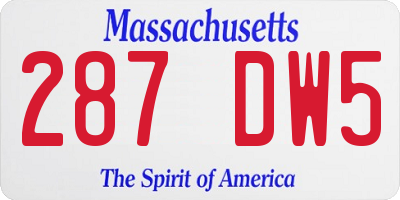 MA license plate 287DW5