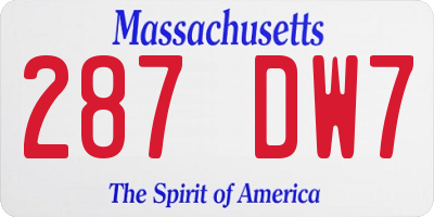 MA license plate 287DW7