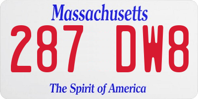 MA license plate 287DW8