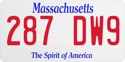 MA license plate 287DW9