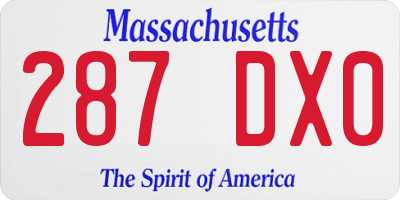 MA license plate 287DX0