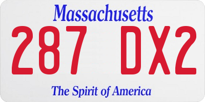 MA license plate 287DX2