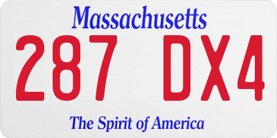 MA license plate 287DX4