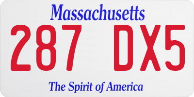 MA license plate 287DX5