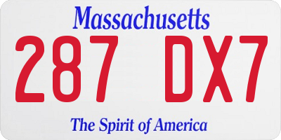 MA license plate 287DX7