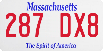 MA license plate 287DX8
