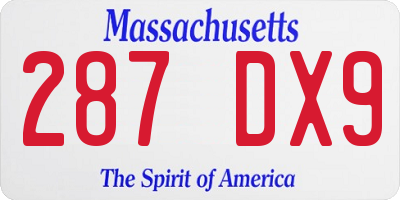 MA license plate 287DX9