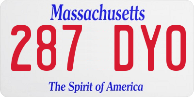 MA license plate 287DY0