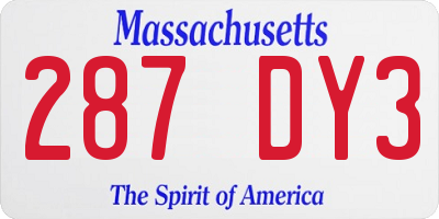 MA license plate 287DY3