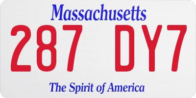 MA license plate 287DY7
