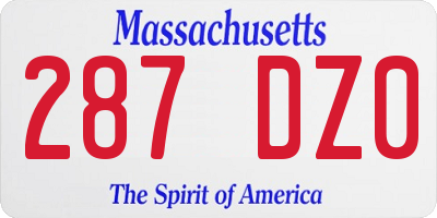 MA license plate 287DZ0