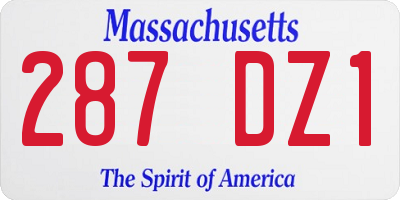MA license plate 287DZ1