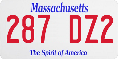 MA license plate 287DZ2