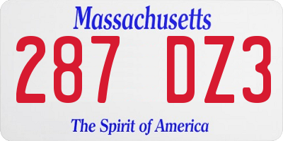 MA license plate 287DZ3